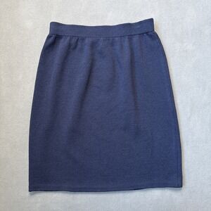 St John Basics Skirt Womens 8 Navy Santana Knit Pencil Y2K Vintage Made in‎ USA